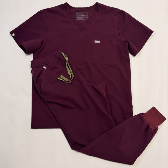 Figs Scrub Set Mens Medium Deep Purple Leon Top Tansen Jogger Pants - Picture 1 of 14